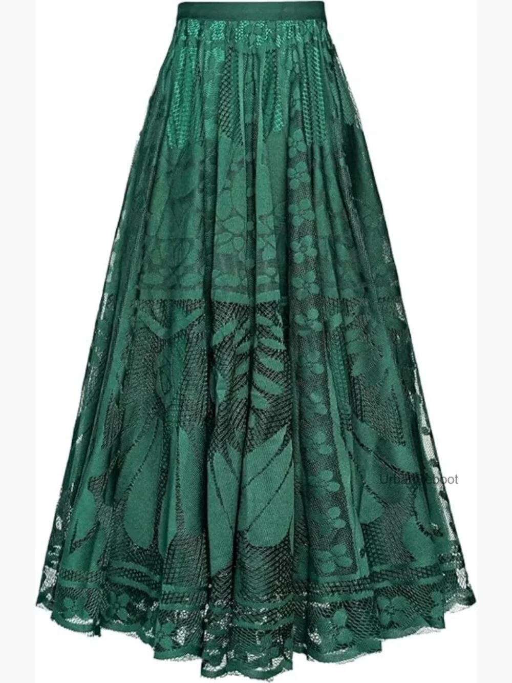 Women's A-Line Tulle Pleated Midi Skirt with Multi-Tiered Hem - Boho, Floral